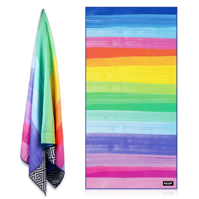 KOLLIEE Sand Free Beach Towels Portable Colorful Compact Beach Towels